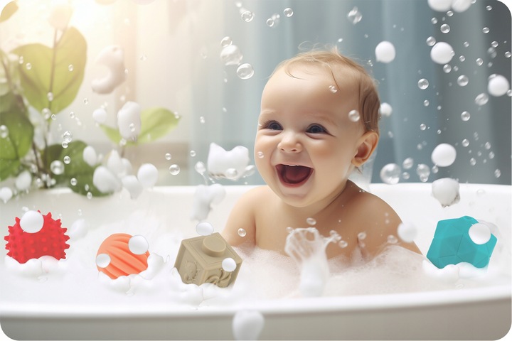 ZABAWKA DO KĄPIELI 24 ELEMENTY MONTESSORI KLOCKI SORTER DLA DZIECI RICOKIDS