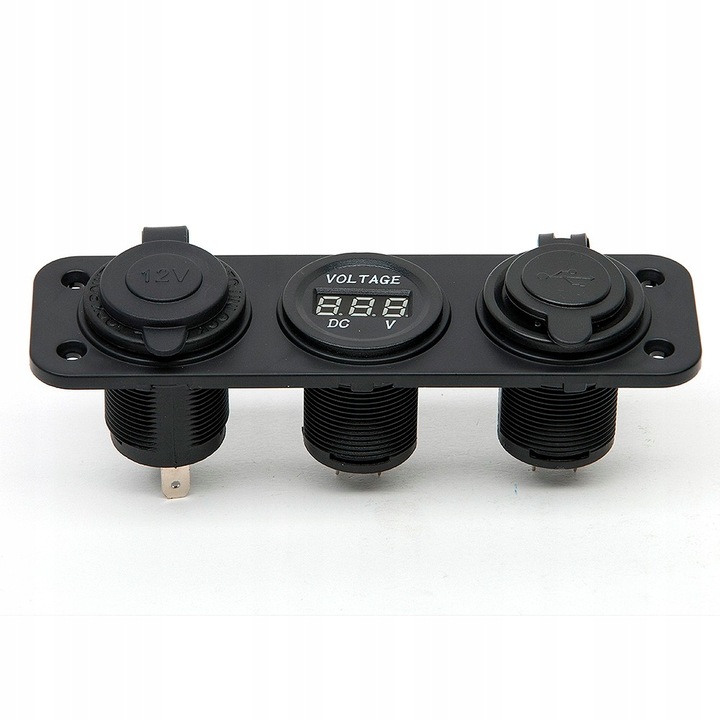 GNIAZDO ZAPALNICZKI SAMOCHÓD WOLTOMIERZ 2x USB 2A