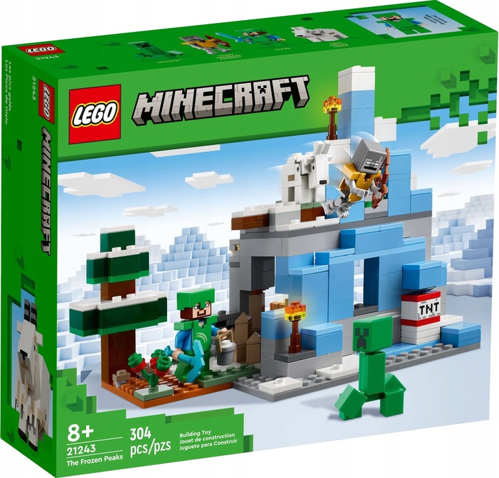 LEGO MINECRAFT 21243 KLOCKI LODOWA JASKINIA DOMEK OŚNIEŻONE SZCZYTY