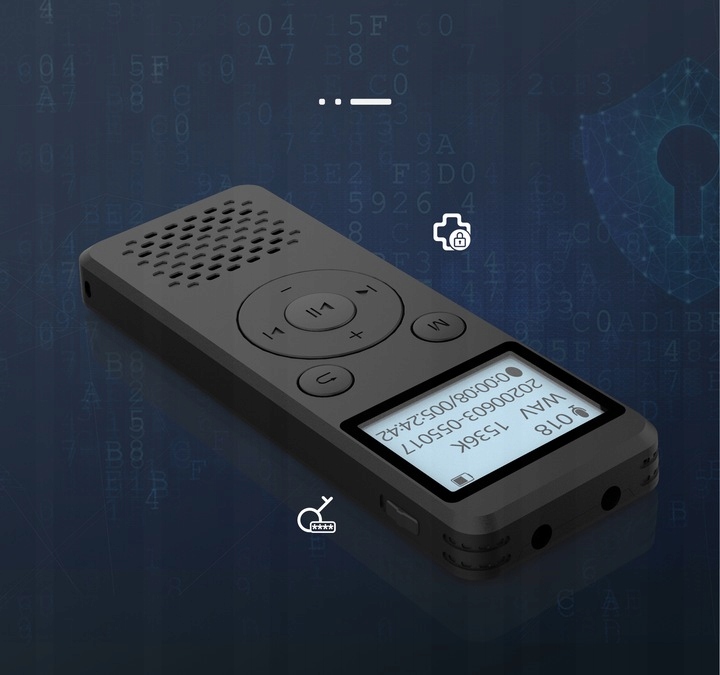 DYKTAFON Szpiegowski PODSŁUCH Dziennikarski 8GB 1536Kbps 110godzin 1.8cala