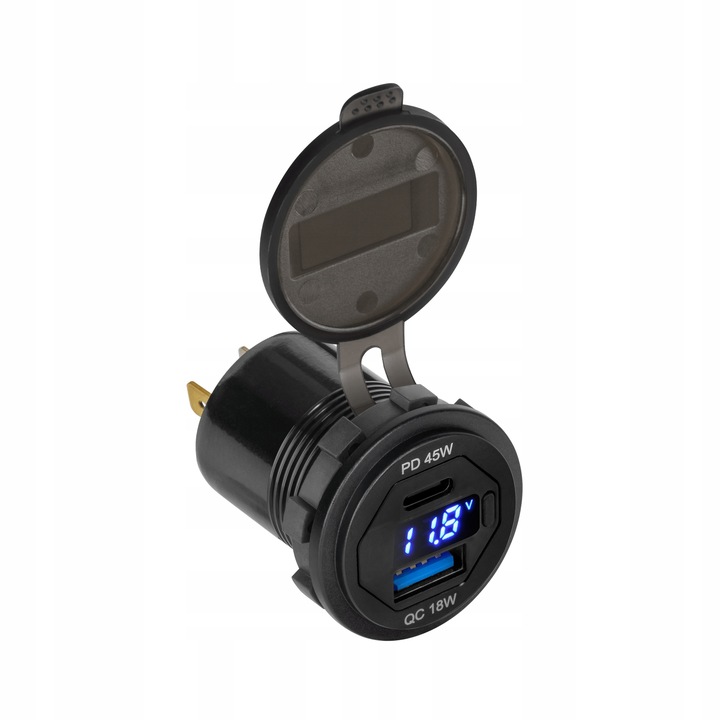 Ładowarka samochodowa USB+USB typu C Quick Charge Power Delivery 63W