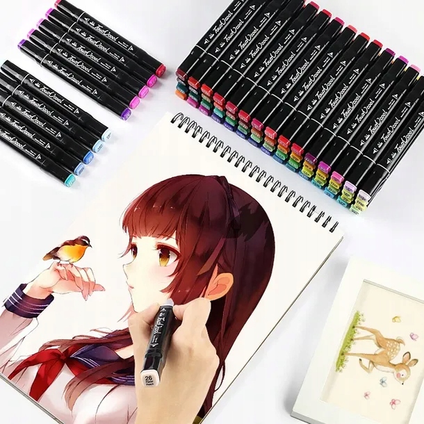 Markery 204 kolory flamastry pisaki dwustronne