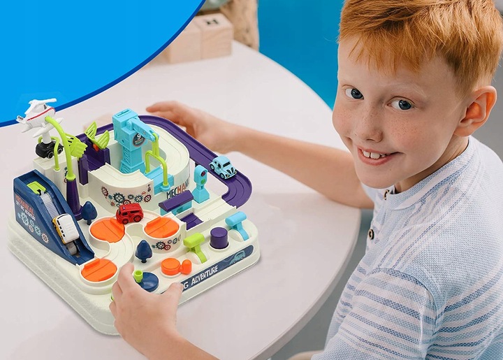 TOR PRZESZKÓD SAMOCHODOWY INTERAKTYWNY ZJEŻDŻALNIA Z PRZESZKODAMI + AUTKA