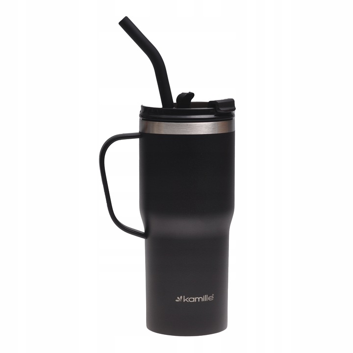 KUBEK TERMICZNY do kawy herbaty TERMOS szczelny ze słomką KAMILLE 600ml