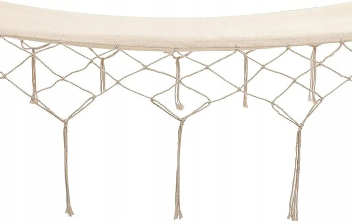 HAMAK OGRODOWY BOHO MAKRAMOWY DRĄŻEK PAŁĄK JEDNOOSOBOWY POKROWIEC BEŻOWY