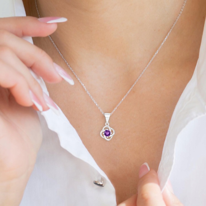 SREBRNY WISIOREK NATURALNY AMETYST