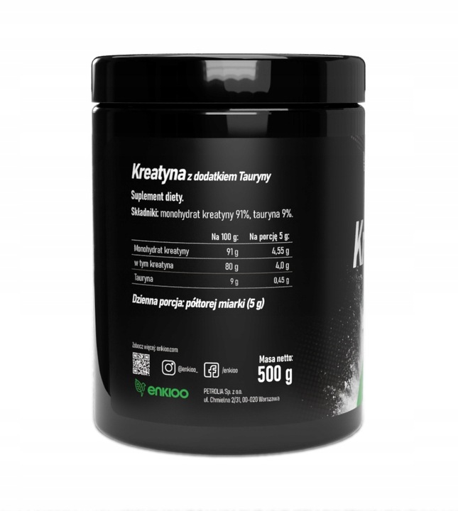 KREATYNA Monohydrat z dodatkiem TAURYNY 500g + Shaker