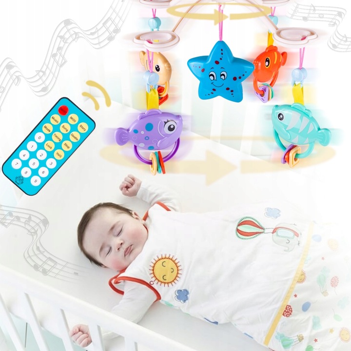 KARUZELKA KARUZELA DO ŁÓŻECZKA Z PROJEKTOREM I PILOTEM DLA DZIECI