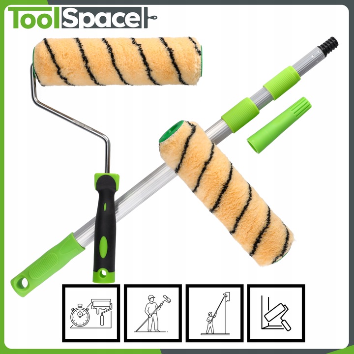 WAŁEK MALARSKI 25cm Zestaw do malowania Ścian i Sufitów Kij teleskopowy PL