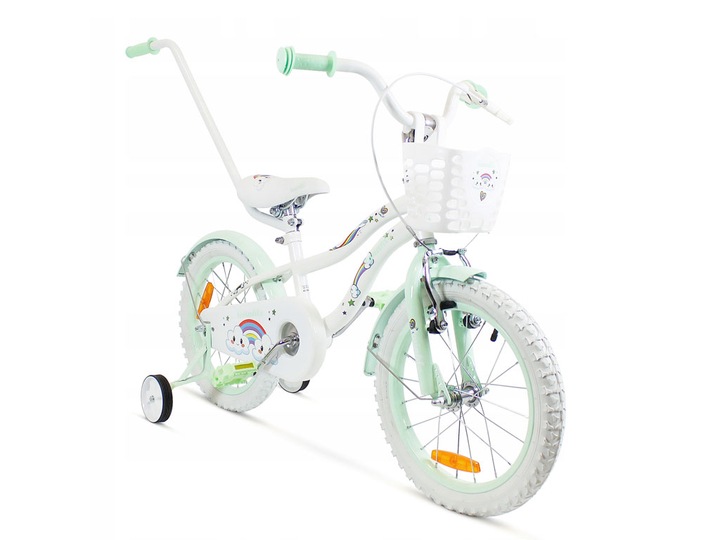 ROWER ROWEREK DZIECIĘCY DLA DZIEWCZYNKI PROWADNIK KOŁO 16 CALI RAINBOW MINT