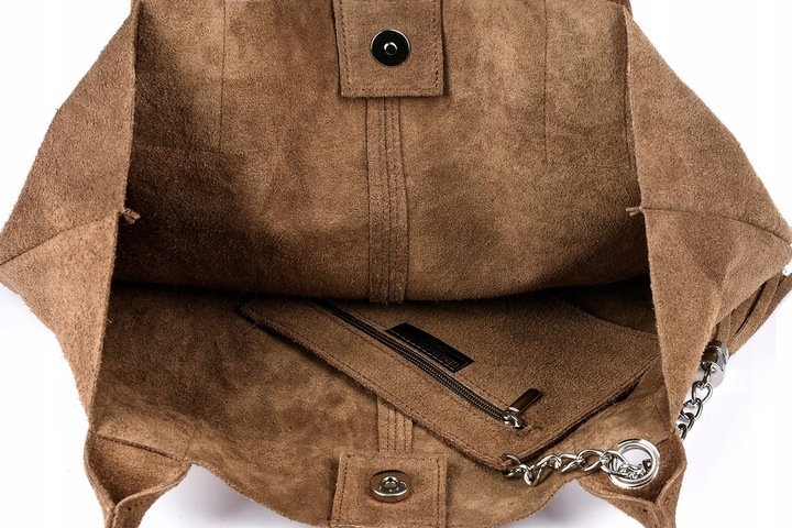 torebka damska skórzana SHOPPER włoska SKÓRA ZAMSZOWA torba duża A4 WOREK