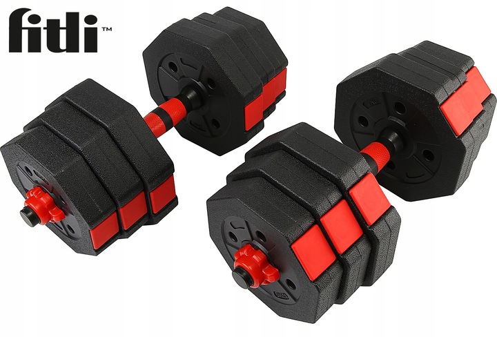 Hantle regulowane bitumiczne 20kg ZESTAW HANTLI 2x10kg obciążenie sztanga