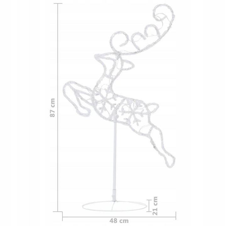 Świąteczne, lecące renifery z saniami, akryl, 260x21x87 cm