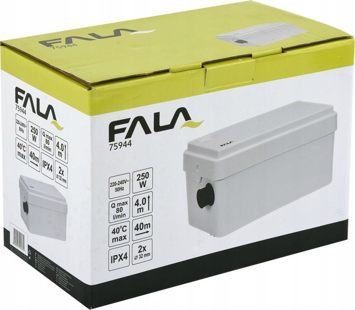 POMPA ŁAZIENKOWA PRZEPOMPOWNIA ŚCIEKÓW DO PRYSZNICA UMYWALKI 250W 80L/MIN