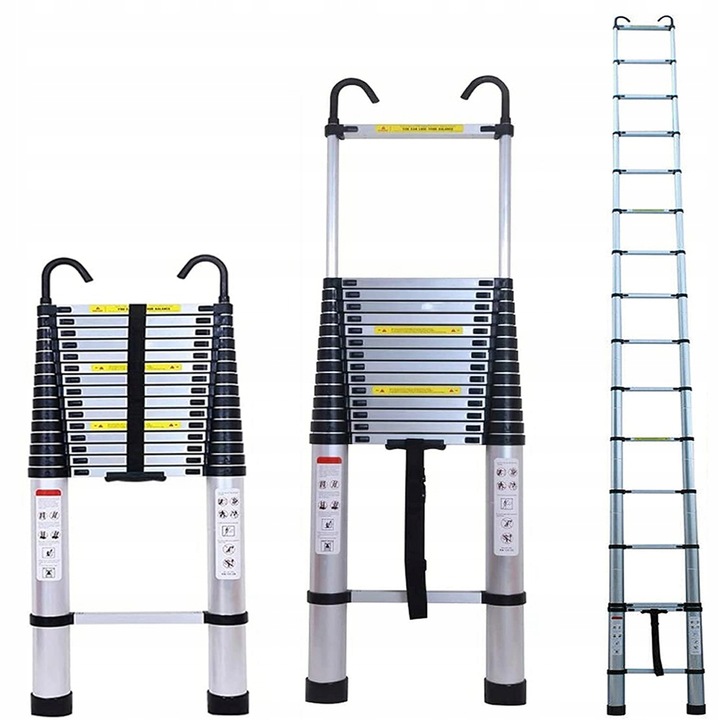 DRABINA TELESKOPOWA 6,2m Aluminiowa kładana przystawna Dayplus + hakiem