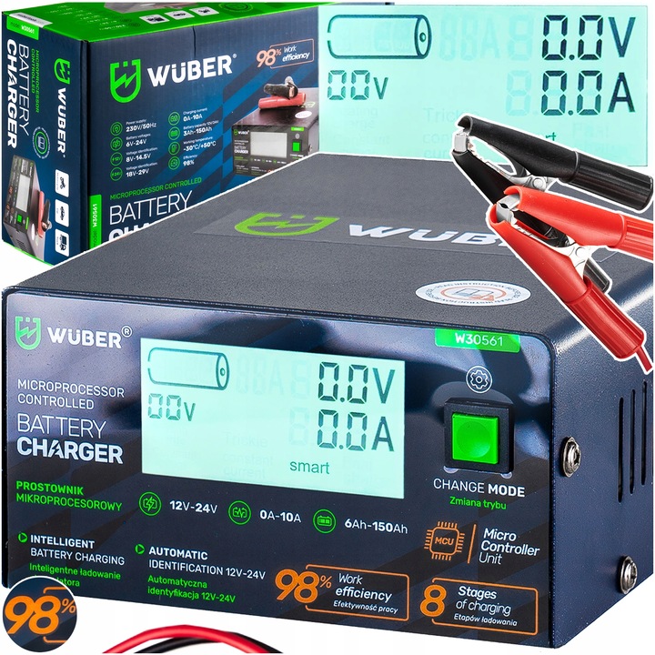 PROSTOWNIK 12V i 24V MIKROPROCESOROWY ŁADOWARKA DO AKUMULATORA NAPRAWA 10A