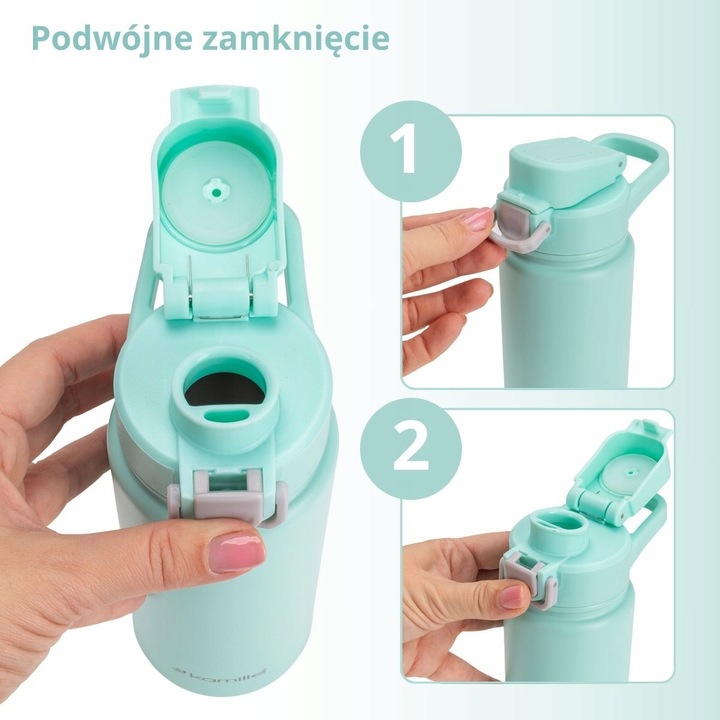 KUBEK TERMICZNY TERMOS STALOWY 100% SZCZELNY pojemny bidon KAMILLE 600 ml