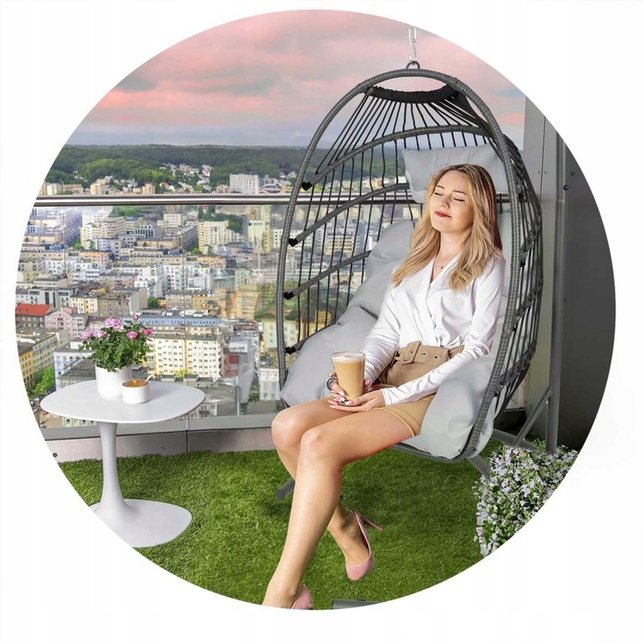 Sofotel Fotel ogrodowy wiszący Luisiana szary + szare poduszki Sofotel