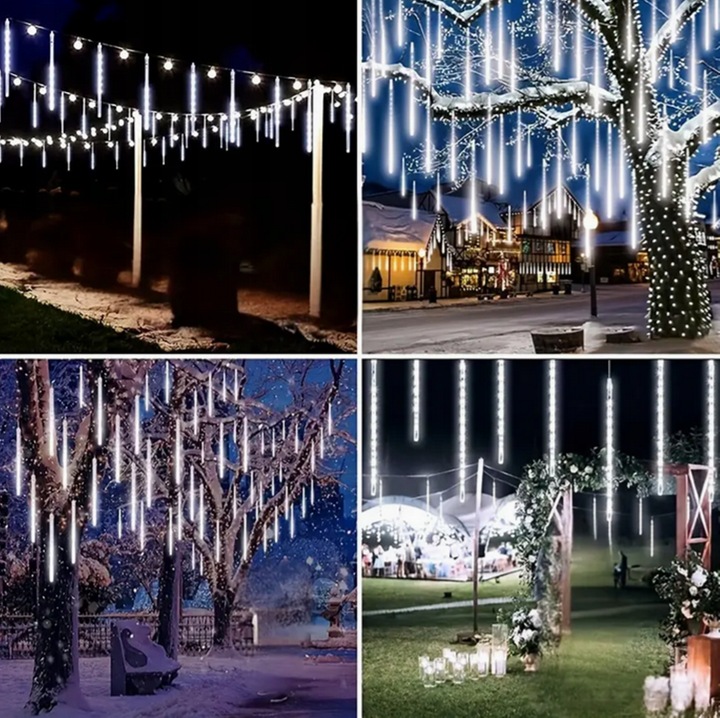 LAMPKI SOPLE ZEWNĘTRZNE CHOINKOWE METEORYT 360 LED ZIMNE 50 CM 10 SZT