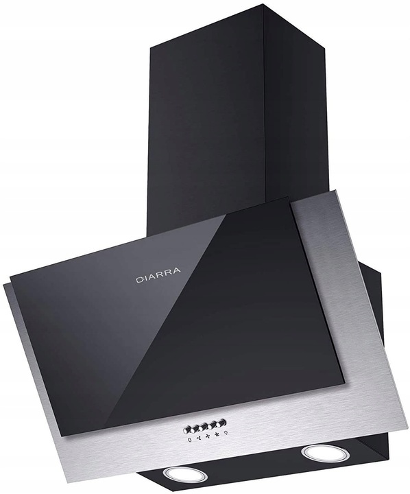 Ciarra CBCB6736C okap naścienny 60 cm, 380 m³/h, oświetlenie LED, 2 filtry