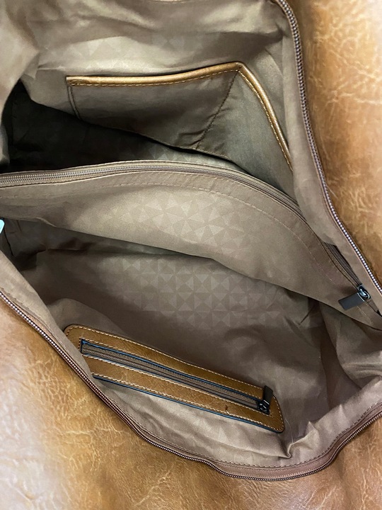 Torebka Damska na Ramię Włoskiej Marki Torba Miejska Shopper L16730 Brązowa