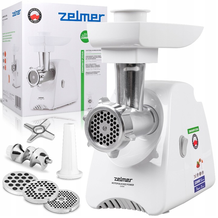 ZELMER MOCNA MASZYNKA DO MIELENIA MIĘSA ZMM5801P 2200W ZOSIA Made in Poland