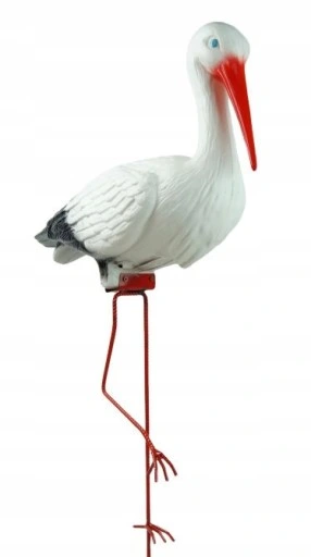 BOCIAN FIGURKA OGRODOWA PTAK WBIJANY STOJĄCY DEKORACJA ZEWNĘTRZNA DO OGRODU