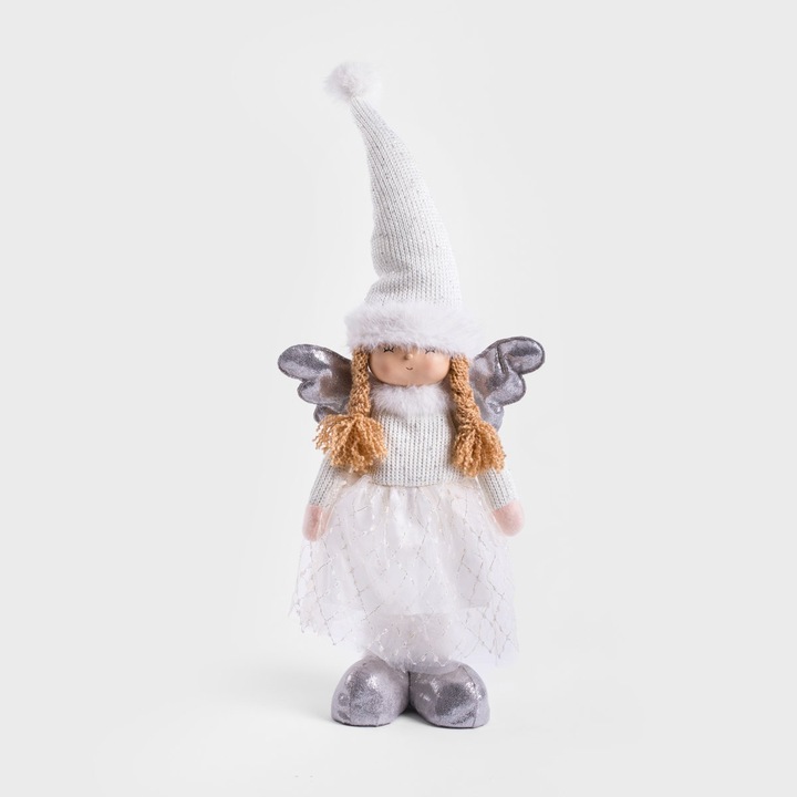 Skrzat AURIE aniołek stojący długie nogi biało-srebrny 86 cm HOMLA