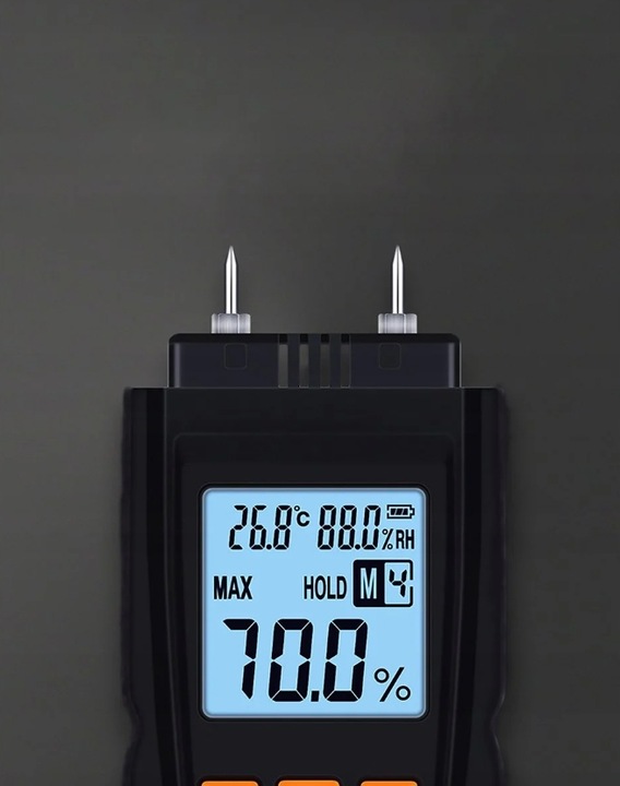 WILGOTNOŚCIOMIERZ MIERNIK WILGOTNOŚCI DO DREWNA 4 GRUPY POMIARU 9V BENETECH