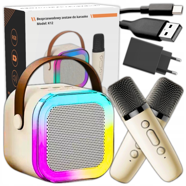 Bezprzewodowy Zestaw Do Karaoke Dla Dzieci Bluetooth Głośnik + 2 mikrofony