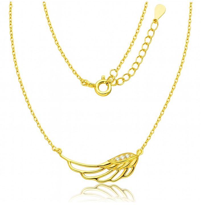 Złoty Łańcuszek 925/585 Naszyjnik Skrzydło Anioła na Prezent