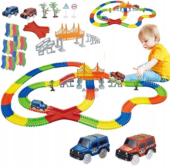 TOR SAMOCHODOWY ŚWIECĄCY 360el + 2 AUTKA MAGIC TRACKS MOST 1808