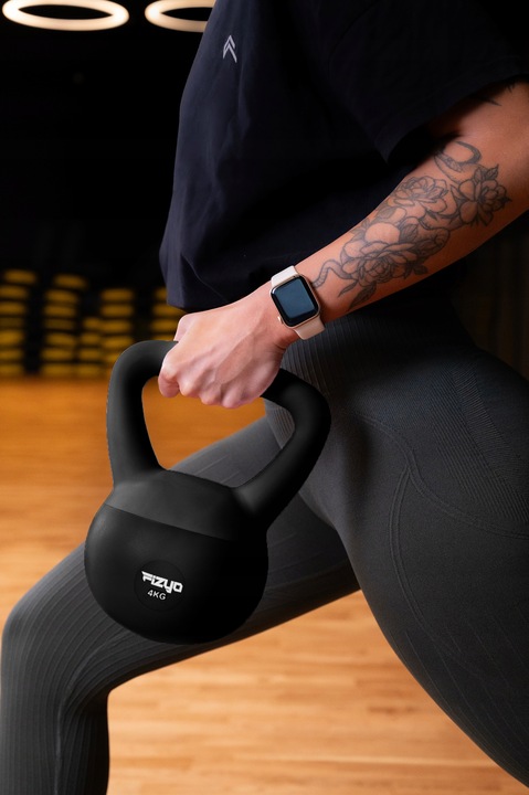 Hantla do Ćwiczeń FIZYO Ciężarek Odważnik Kula Kettlebell Miękki Czarny 4kg
