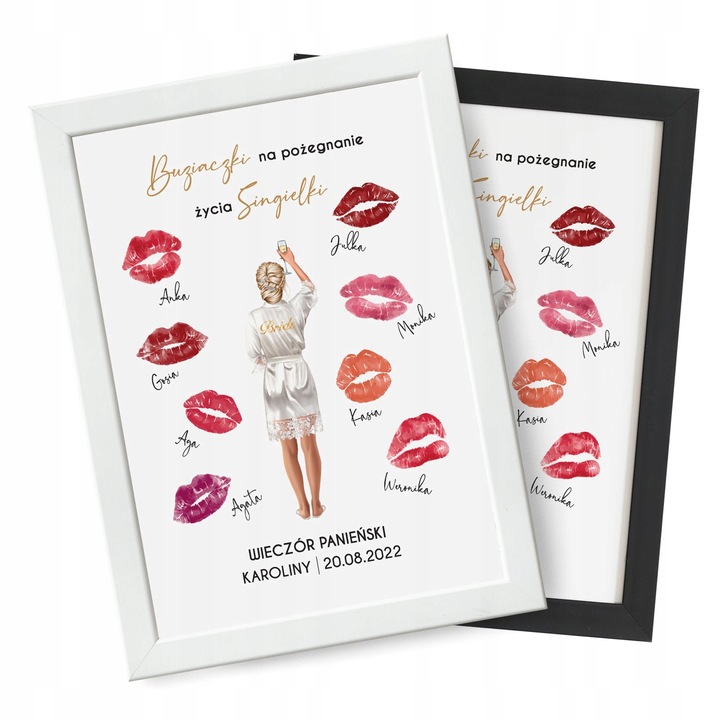 Ramka WIECZÓR PANIEŃSKI na odcisk ust PLAKAT A4