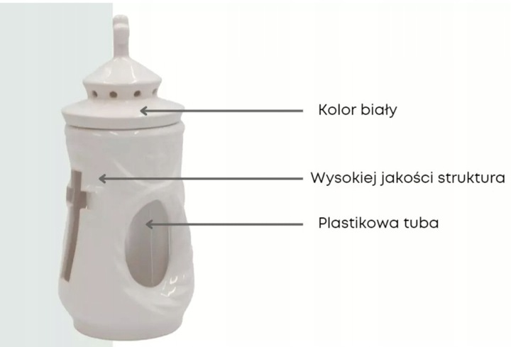 Znicz ceramiczny kapliczka biały 32cm z lampką led