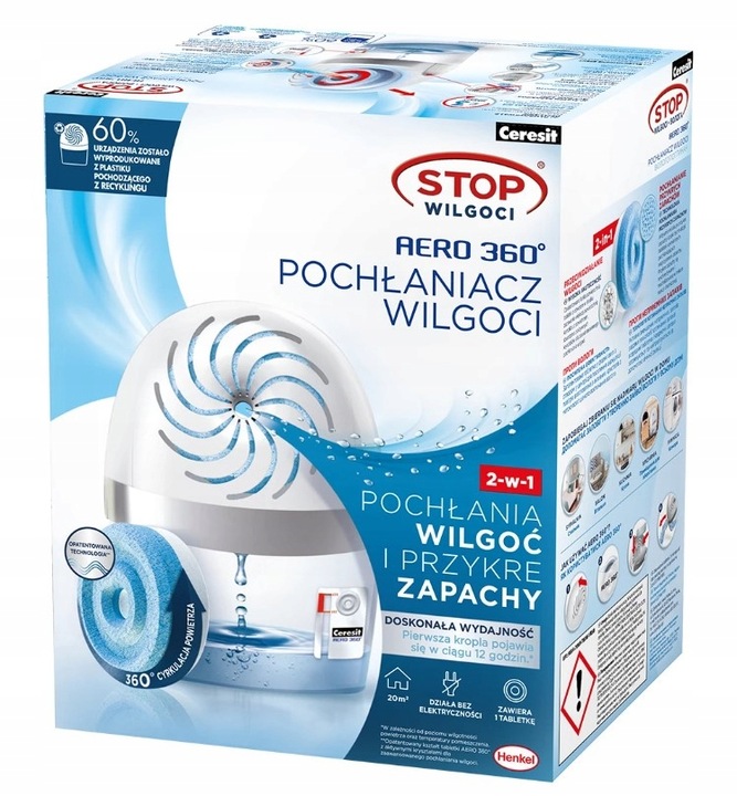 POCHŁANIACZ WILGOCI AERO360° TABLETKI BIAŁY CERESIT STOP WILGOCI