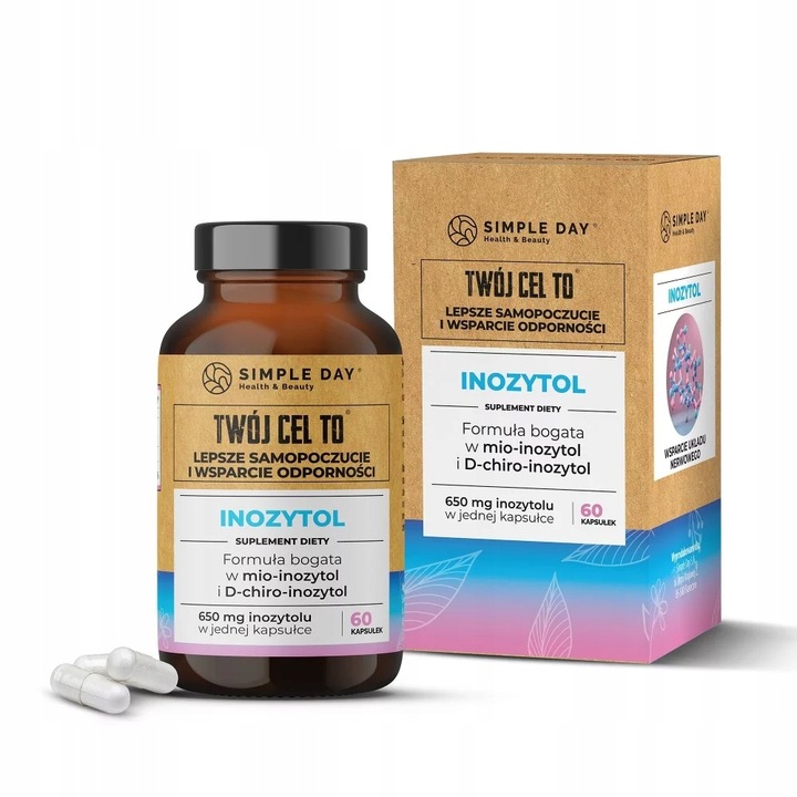 INOZYTOL 650 mg ODPORNOŚĆ PCOS UKŁAD NERWOWY KONCENTRACJA 60 KAPS