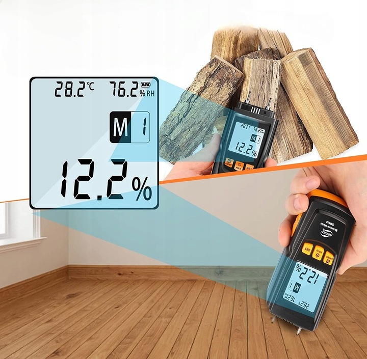 WILGOTNOŚCIOMIERZ DREWNA MIERNIK WILGOCI DRZEWA