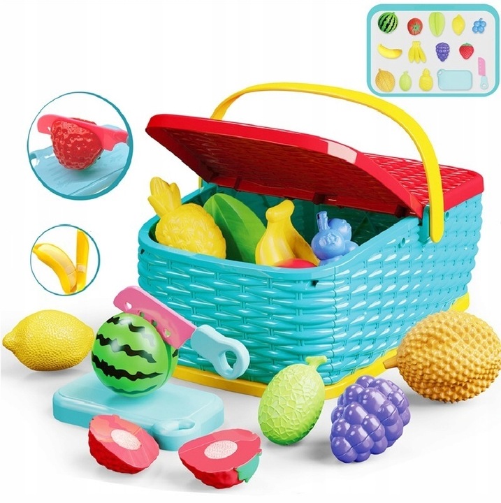 ZESTAW KOSZYK Z PRODUKTAMI OWOCE NA RZEPY DO KROJENIA SKLEP KUCHNIA