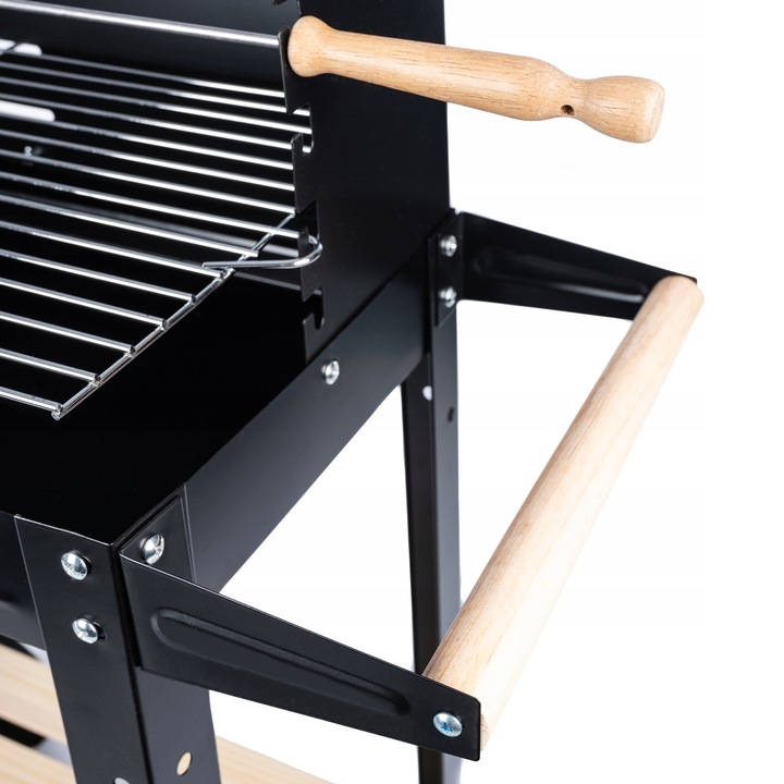 GRILL ogrodowy Węglowy na kołach DUŻY Rożen PÓŁKI Gril Regulacja Rusztu