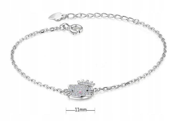 SREBRNA BRANSOLETKA 925 DLA DZIEWCZYNKI KOTEK UROCZY DESIGN