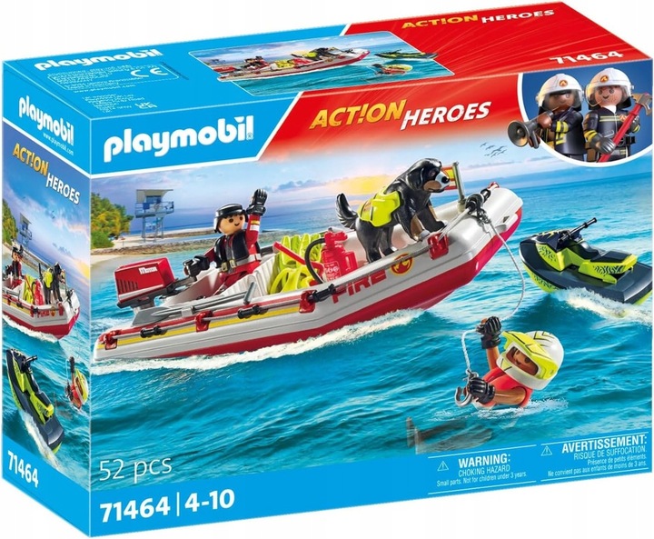 PLAYMOBIL ACT!ON HEROES 71464 ŁÓDŹ STRAŻY POŻARNEJ ZE SKUTEREM WODNYM