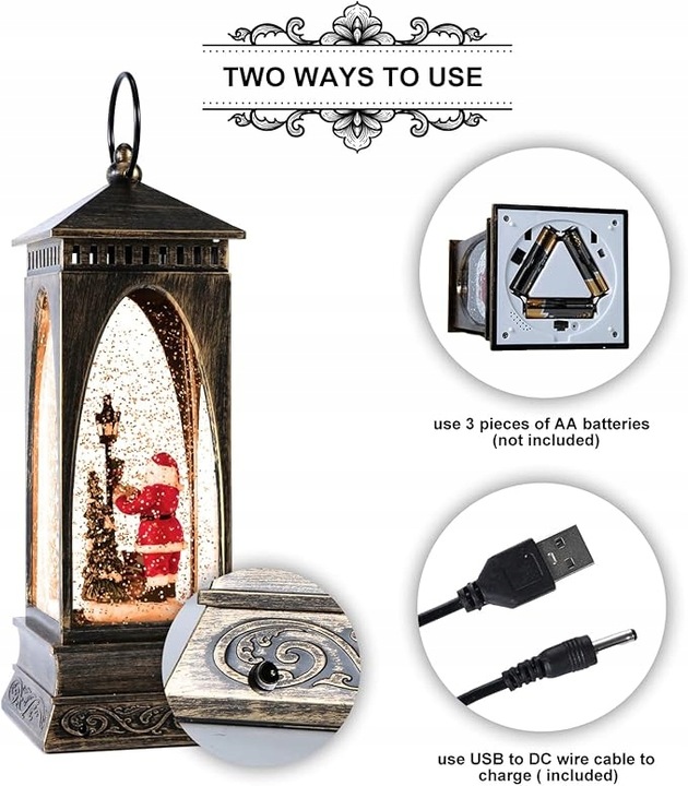 LAMPION LATARENKA ŚWIĄTECZNA DEKORACJA MIKOŁAJ GRAJĄCA USB