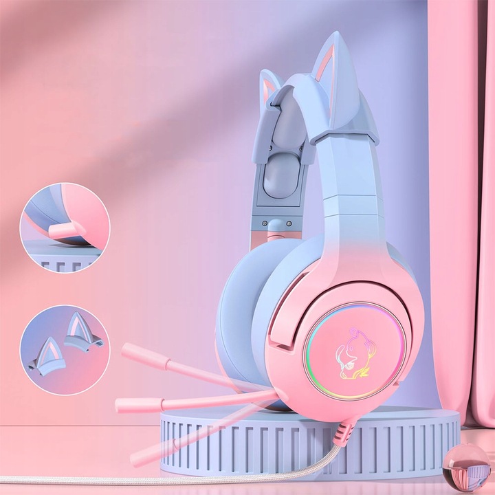 ONIKUMA K9 KOCIE USZY SŁUCHAWKI GAMINGOWE NAUSZNE PRZEWODOWE Z MIKROFONEM