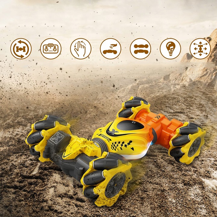 RC SAMOCHÓD KASKADERSKI ZE STEROWANIEM RĘCZNYM 2,4 GHZ OBRÓT O 360° + 2 AKU