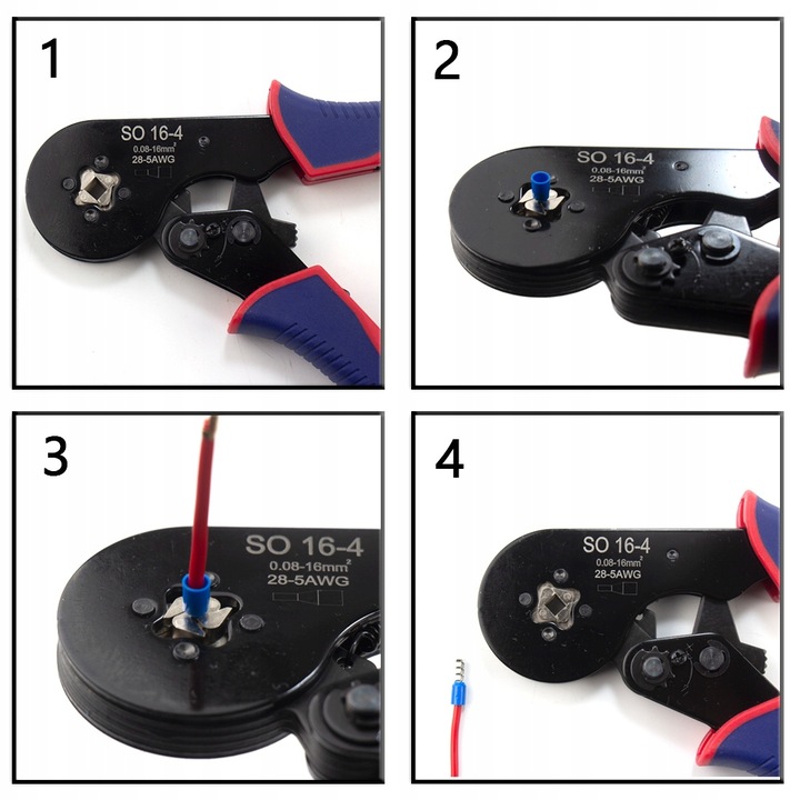 Zaciskarka Praska do Tulejek Kabli Konektorów Przewodów 0,08 mm2 - 16 mm2