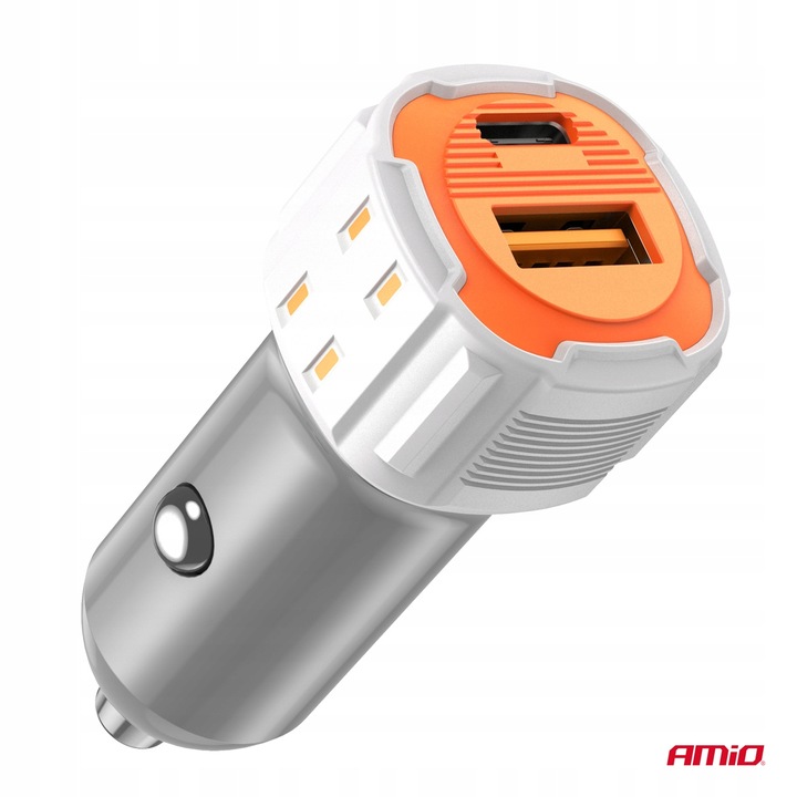 Ładowarka samochodowa USB-A+ USB-C 38W AMIO-03883
