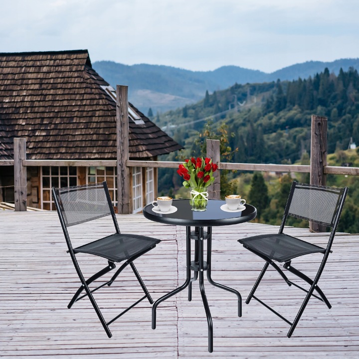 ZESTAW MEBLI balkonowych ogrodowych na balkon taras 2 X KRZESŁO + STOLIK