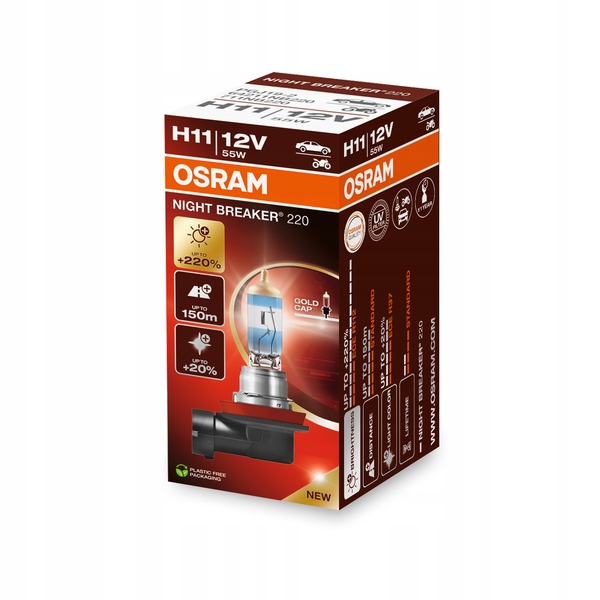 Osram żarówka H11 Night Breaker +220% do +150m +20% bielsze światło NOWOŚĆ