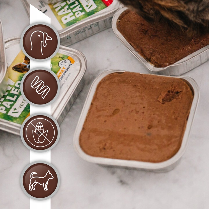 Mokra karma dla psów dorosłych małych ras indyk Raw Paleo Pate 12 x 150g